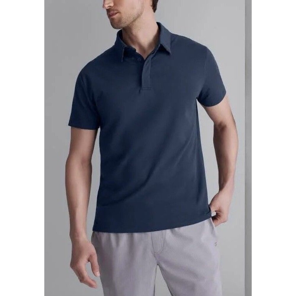 Tommy John Mens L Polo Second Skin Comfort Dress Blues Pima Modal Pique Comfort